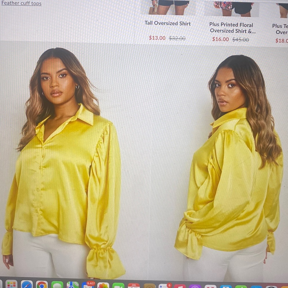 Flare cuff satin shirt